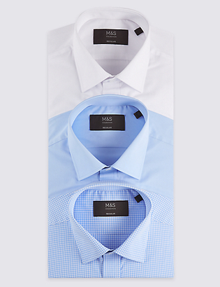 M&S Collection 3 Pack Easy to Iron Regular Fit Shirts