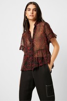 Thumbnail for your product : French Connection Sheer Leopard Ruffle Sleeve Blouse
