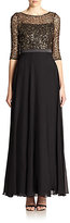 Thumbnail for your product : Kay Unger Lace-Top Silk Chiffon Gown