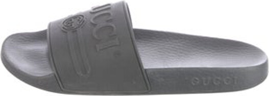 Gucci Rubber Slides Black Interlocking G Logo