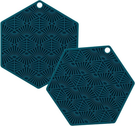 Taste of Home TasteofHome2pcSiliconeToolSeaGreen:Dishwasher-SafeTrivetsforHotDishes,KitchenHotPads