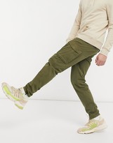 Thumbnail for your product : Selected cargo trouser with cuffed hem in khaki