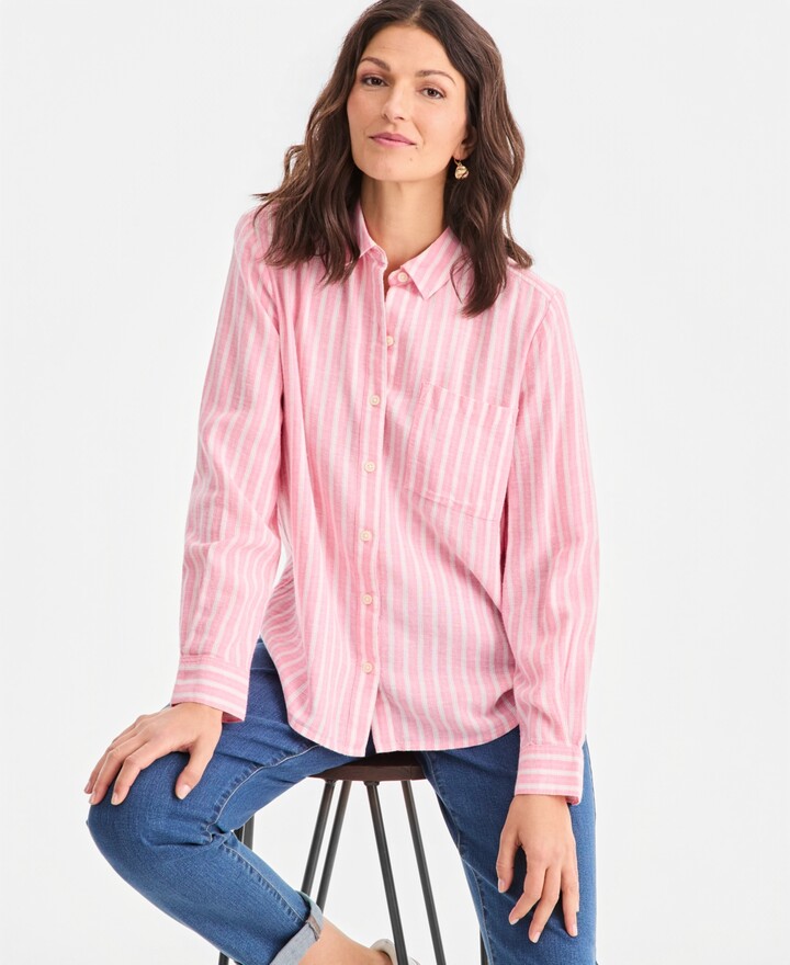 Style&Co. Style & Co Women's Striped Long-Sleeve Perfect Shirt, Exclusively at Macy's