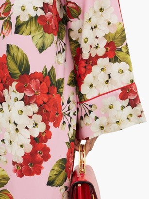 Dolce & Gabbana Geranium-print Silk-blend Charmeuse Kaftan - Pink Print