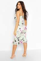 Thumbnail for your product : boohoo Floral Print Wrap Front Fishtail Midi Dress