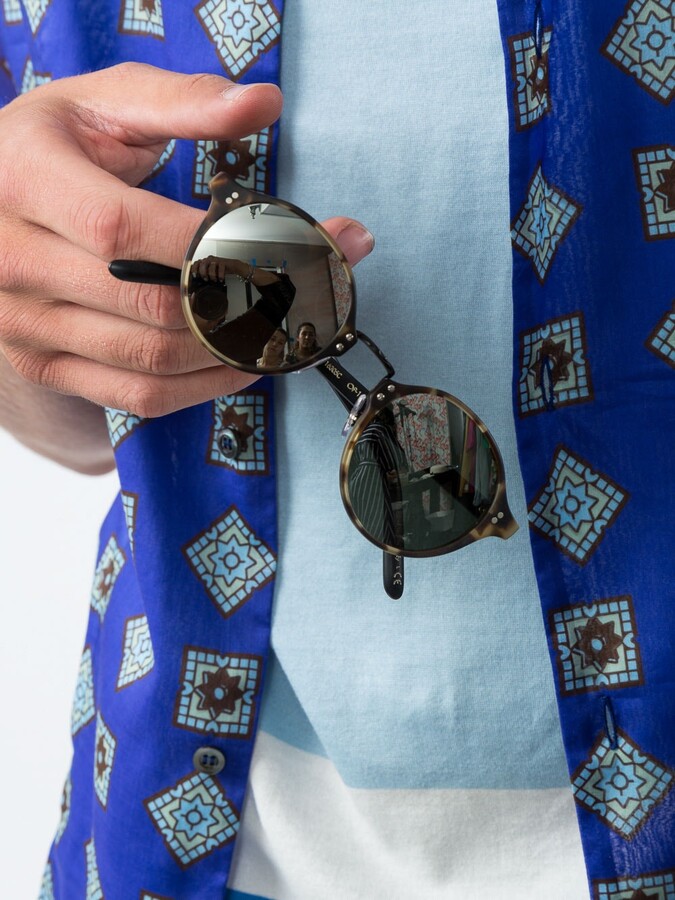 Round Tortoise Shell Glasses Navy