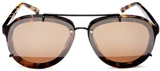 3.1 Phillip Lim Mirrored Brow Bar Aviator Sunglasses, 60mm