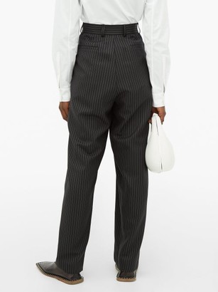 Edward Crutchley Pleated Pinstripe Wool-twill Wide-leg Trousers - Black