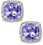 Thumbnail for your product : Macy's Tanzanite (1-5/8 ct. t.w.) and Diamond (1/8 ct. t.w.) Square Stud Earrings in 14k White Gold