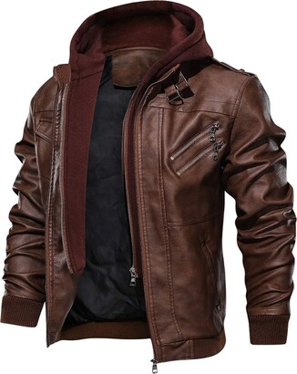 FEDTOSING Slim Fit Vintage PU Leather Jacket Motorbike Jackets