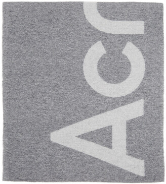 Acne Studios Grey Jacquard Logo Scarf