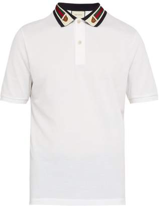 Gucci Striped Collar Polo Shirt - Mens - White Multi