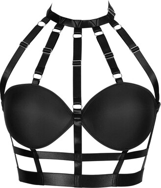 Red Pentagram Harness Bra Body Strappy Bras Top Cage Fashion  Fetival/Punk/Gothic Dress (Black3) One Size: Clothing, Shoes & Jewelry