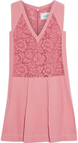 Thumbnail for your product : Valentino Corded lace-paneled wool and silk-blend twill mini dress