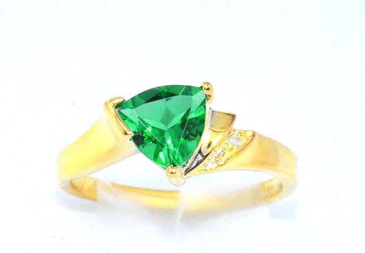 Etsy Emerald Ring, Diamond Trillion May Birthstone Ring