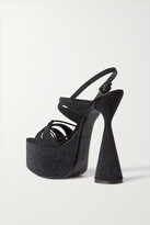 Thumbnail for your product : D’Accori - Belle Glittered-leather Platform Sandals - Black