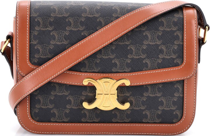 Celine Triomphe Shoulder Bag Triomphe Coated Canvas Medium