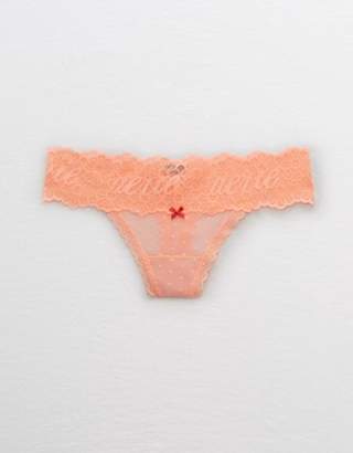 aerie Logo Lace Thong