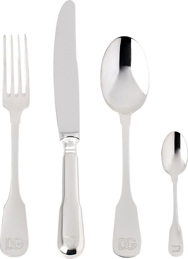 Dolce&Gabbana Silver DG Logo Flatware Set, 4 pcs