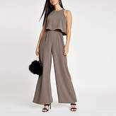 Thumbnail for your product : River Island Dark grey wide leg jumpsuit