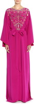 Thumbnail for your product : Marchesa Beaded Long Sleeve Silk Crepe Caftan