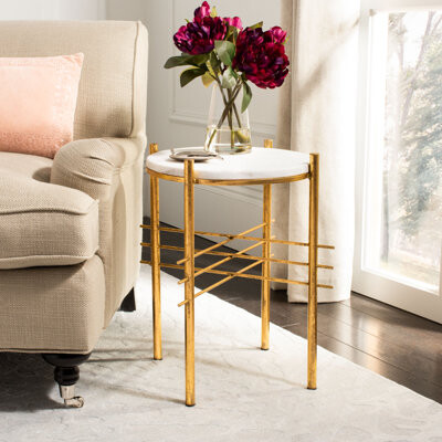 Everly Quinn Mirasol Marble Top End Table