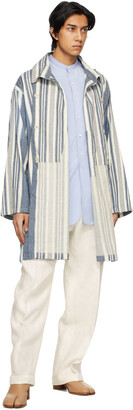 Maison Margiela Blue & White Linen Stripe Coat