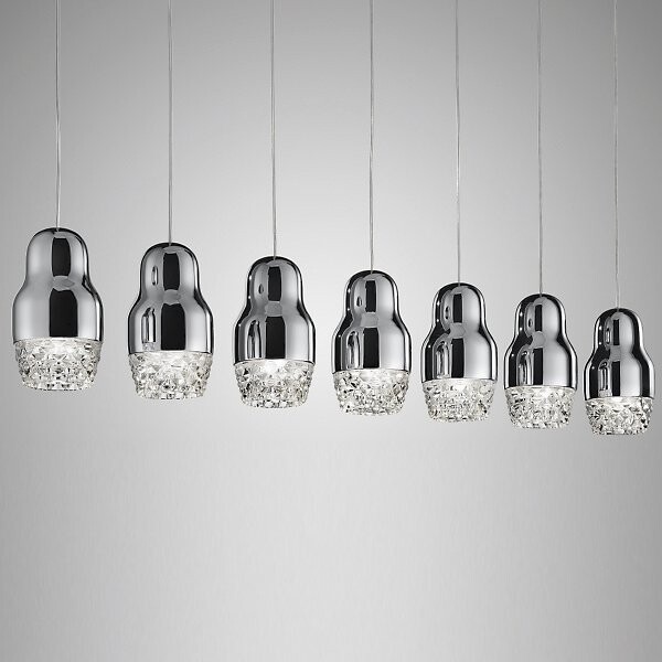 AXO Light Axolight Fedora Linear Chandelier in White, Size: 7 light
