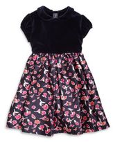 Thumbnail for your product : Oscar de la Renta Girl's Watercolor-Poppies Velvet & Silk Dress