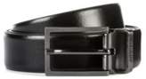 Thumbnail for your product : HUGO Smooth-leather belt with textured plaque and pin buckles