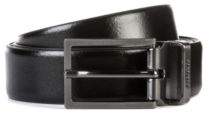 HUGO Smooth-leather belt with textured plaque and pin buckles