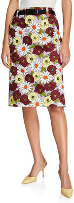 Prada Floral Print Pencil Skirt