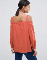 Thumbnail for your product : ASOS Cold Shoulder Top With Button Back