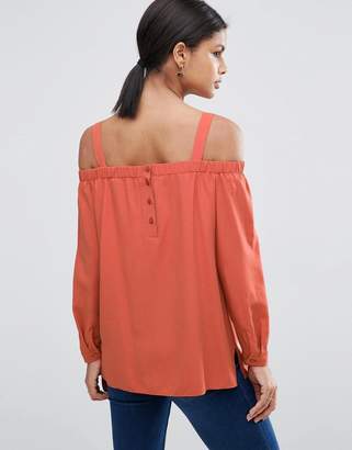 ASOS Cold Shoulder Top With Button Back