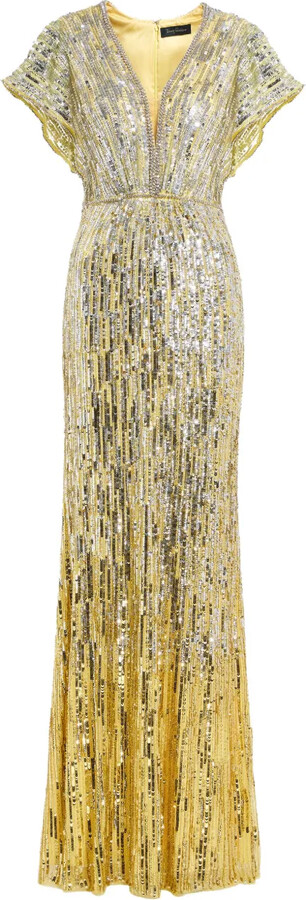 Jenny Packham Dusk v-neck embellished maxi dress