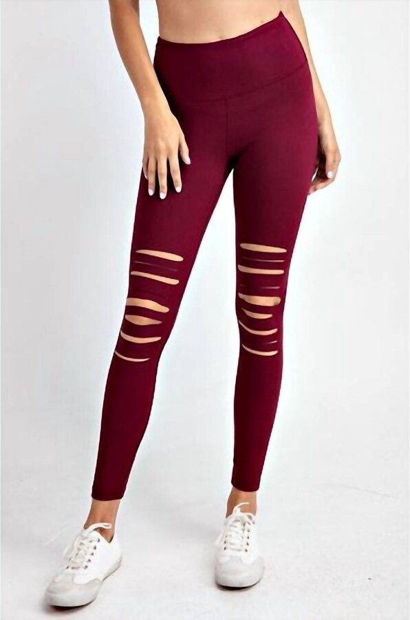 lemon tree design Women's Laser Cut Leggings In Burgundy ShopStyle