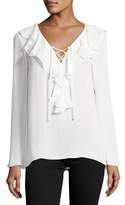 Thumbnail for your product : Ramy Brook Kenza Ruffled Lace-Up Blouse, Soft White