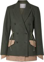 Thumbnail for your product : Sacai Double-breasted Pique And Houndstooth Wool Blazer