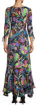 Thumbnail for your product : Etro Multicolor Floral-Print Lace-Up Silk-Blend Gown w/ Tiered Hem