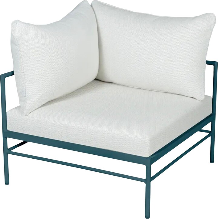 Fermob Rivage Corner Armchair - Acapulco Blue - Pearl Cushions
