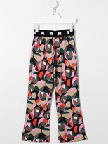 Thumbnail for your product : Marni Kids Graphic-Print Logo-Waistband Trousers