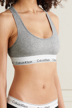 Calvin Klein Underwear Modern Cotton Stretch Cotton-blend Soft-cup Bra -  Gray - ShopStyle