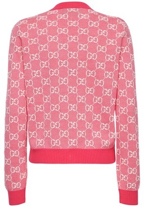 Gucci Gg Jacquard Knit Wool & Cotton Cardigan