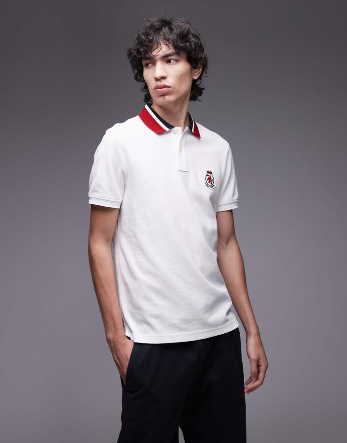 Tommy Hilfiger herringbone collar regular polo shirt in white