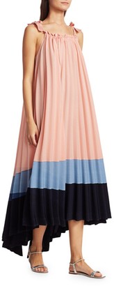 Issey Miyake Panorama Pleated High-Low Maxi Dress