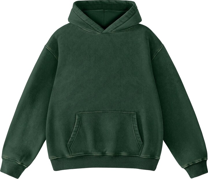 Dnzzs Acid Wash Hoodie Super Soft Sweatshirt for Mens Pullover Oversized Men's Fashion Hoodies & Sweatshirts Vintage Streetwear Green