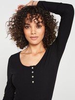 Thumbnail for your product : Very The Essential Long Sleeve Henley Top - Black