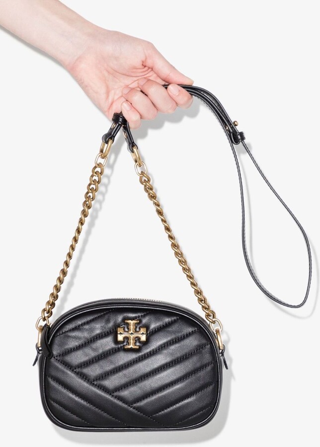 Kira Quilted Leather Camera Bag in Black - Tory Burch