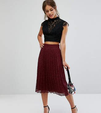 ASOS Petite Lace Pleated Midi Skirt