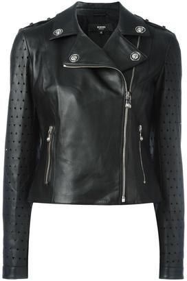 Versus perforated detailing biker jacket - women - Lamb Skin/Polyester/Spandex/Elastane/Viscose - 42